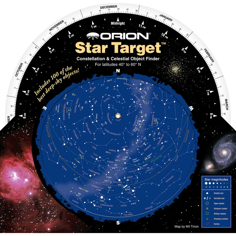 Orion Mapa gwiazd Star Target Planisphere 40-60 degree north