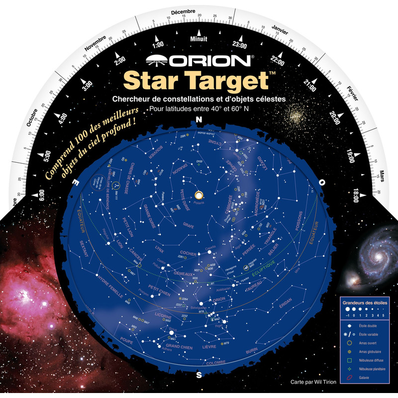 Orion Mapa gwiazd Planisphère Star Target 40 à 60 degrés