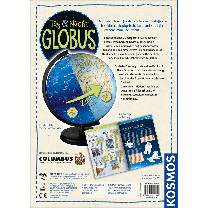 Kosmos Verlag Globusy dla dzieci Tag und Nacht Globus 26cm