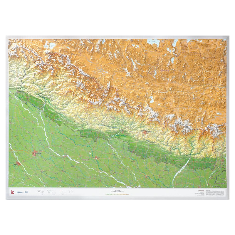 Georelief Mapa regionalna Nepal duży 3D