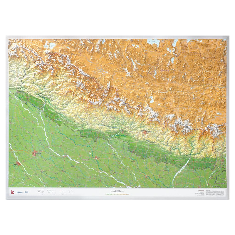 Georelief Mapa regionalna Nepal groß 3D