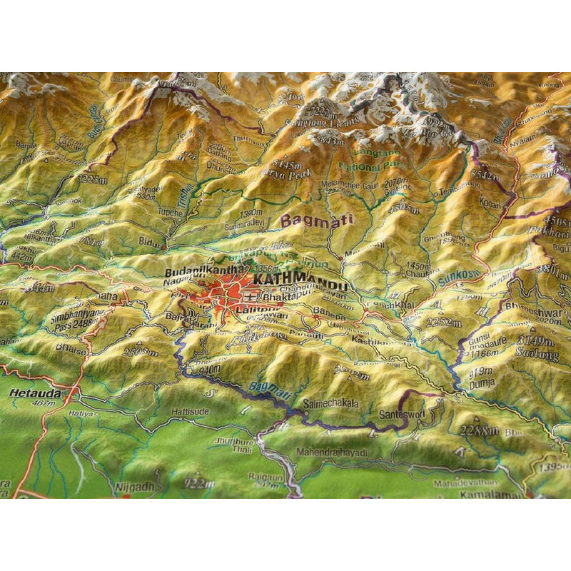 Georelief Mapa regionalna Nepal duży 3D