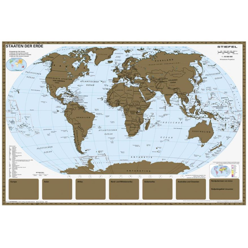 Stiefel Mapa świata zdrapka, kraje świata
