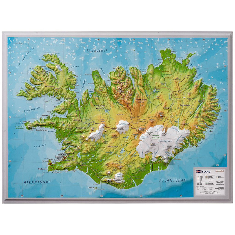 Georelief Islandia, mapa plastyczna 3D, mała