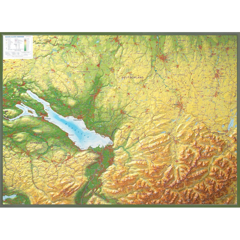 Georelief Mapa regionalna Allgäu Bodensee 3D Reliefkarte (77 x 57 cm)