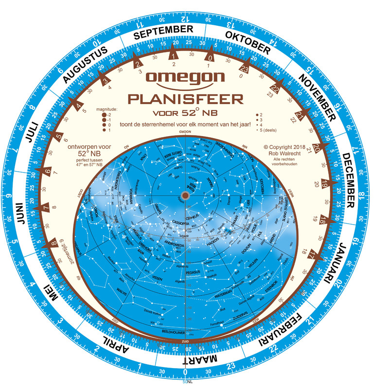 Omegon Mapa gwiazd Planisphere 25cm / 52°