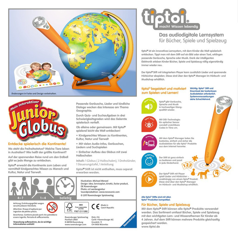 tiptoi Globusy dla dzieci Interaktywny globus Junior 23 cm
