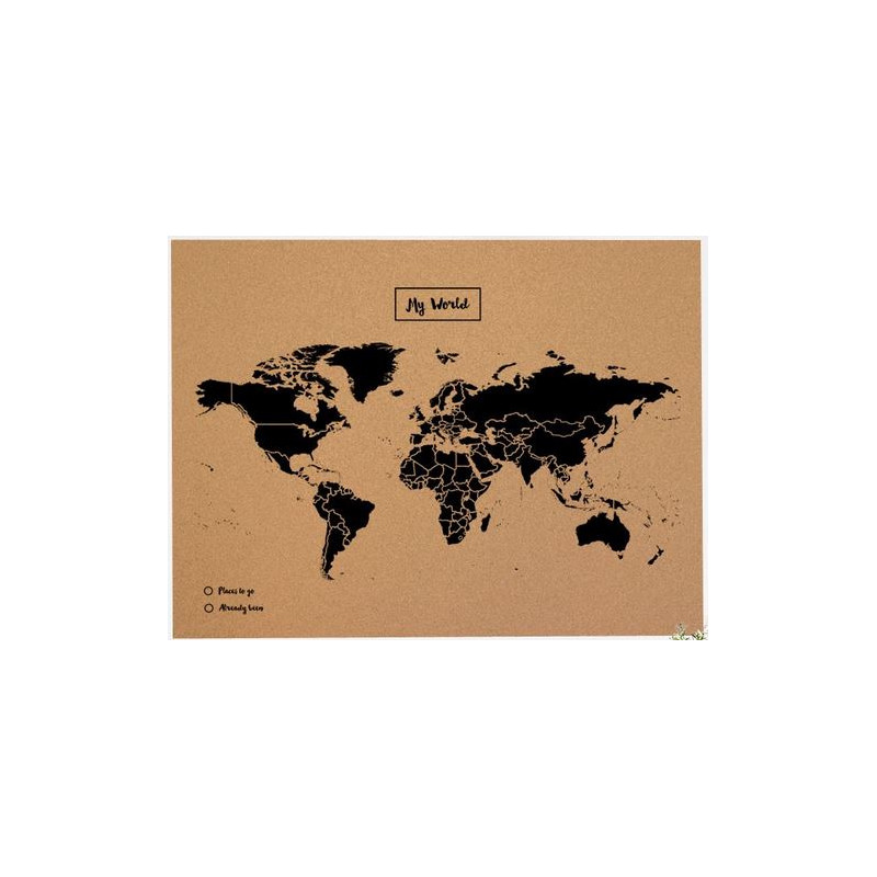 Miss Wood Mapa świata Woody Map Natural Cork XL black