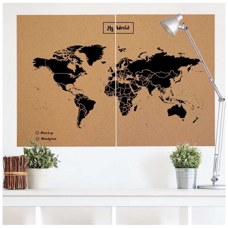 Miss Wood Mapa świata Woody Map Natural Cork XXL black