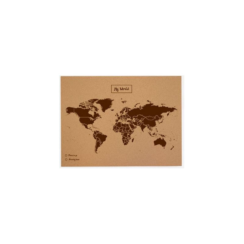 Miss Wood Mapa świata Woody Map Natural Cork L brown