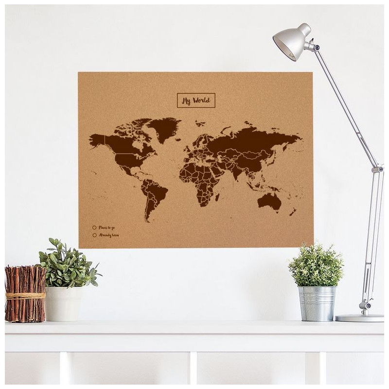 Miss Wood Mapa świata Woody Map Natural Cork XL brown