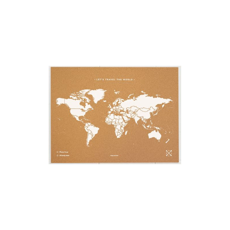 Miss Wood Mapa świata Woody Map Natural Cork XL white