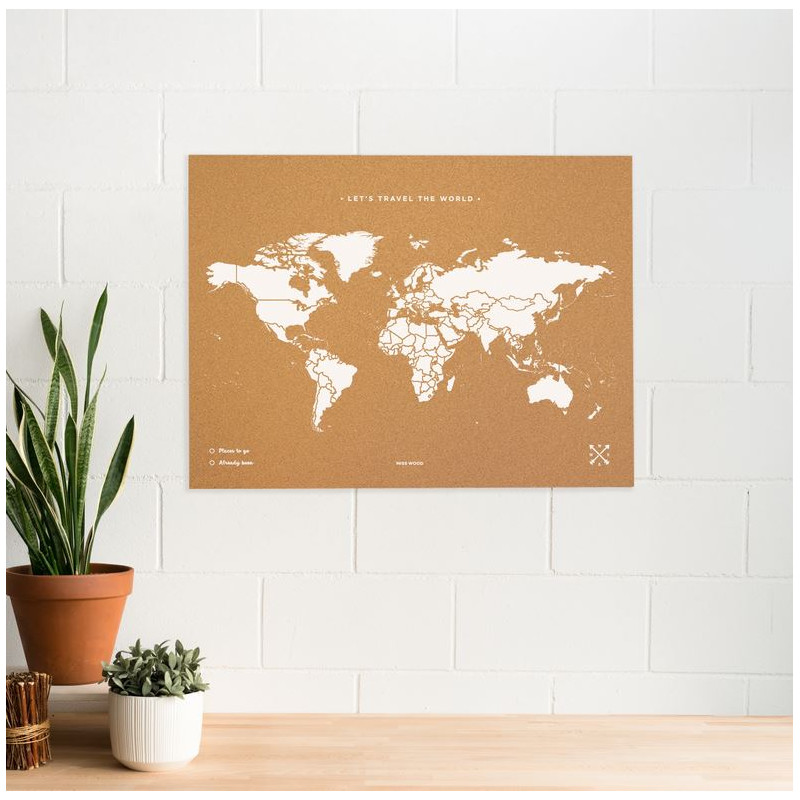 Miss Wood Mapa świata Woody Map Natural Cork XL white