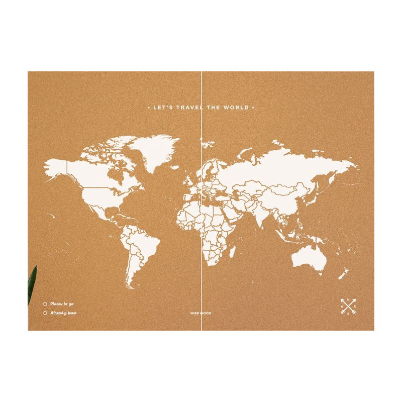 Miss Wood Mapa świata Woody Map Natural Cork XXL white