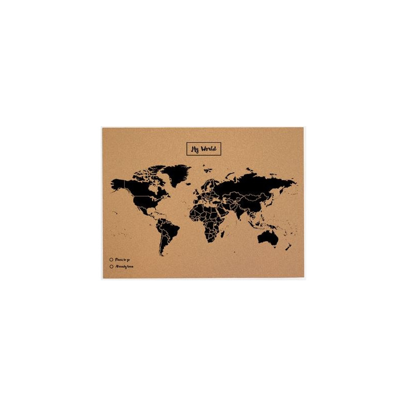 Miss Wood Mapa świata Woody Map Natural Cork L black