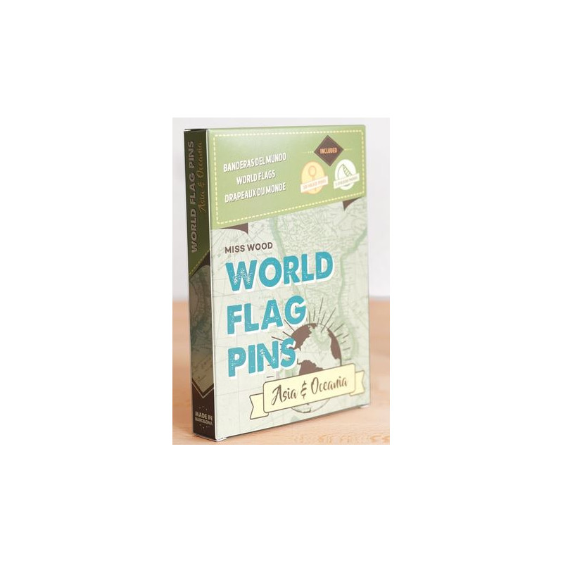 Miss Wood World Flag Pins Asia & Oceania 25 pieces