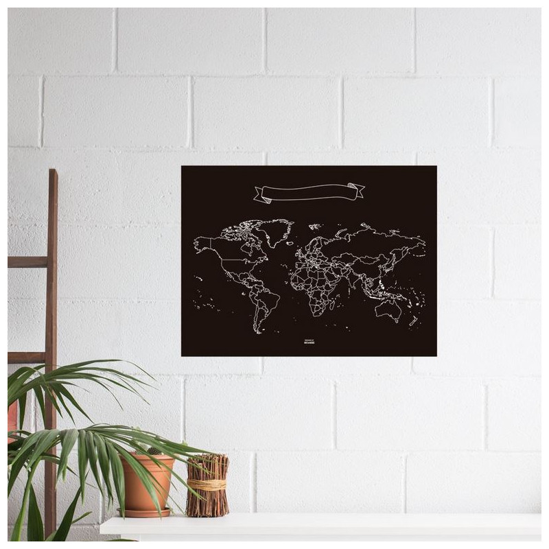 Miss Wood Mapa świata Chalkboard L