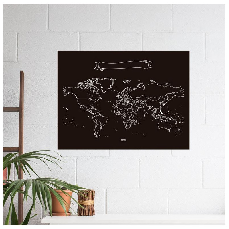 Miss Wood Mapa świata Chalkboard XL