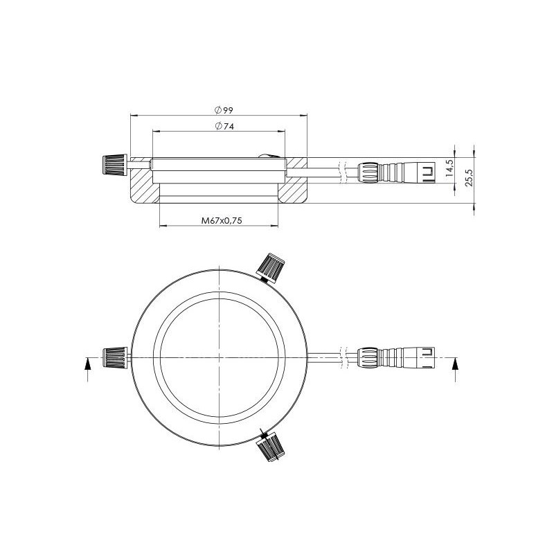 StarLight Opto-Electronics RL4-74-S4 R, segment, czerwony (620 nm), Ø 74 mm