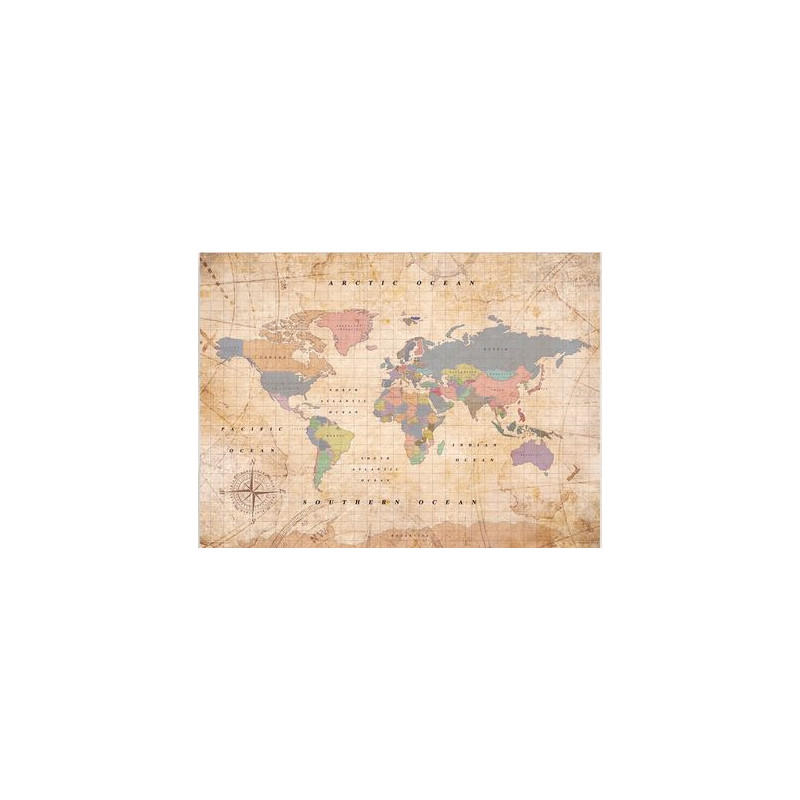 Miss Wood Mapa świata Woody Map Watercolour Old School L