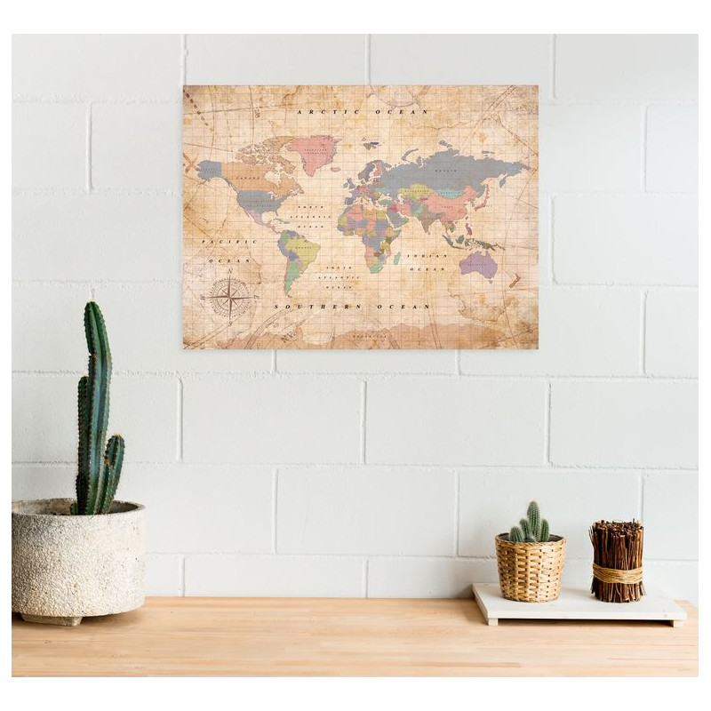 Miss Wood Mapa świata Woody Map Watercolour Old School L