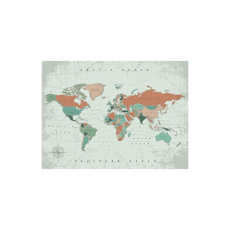 Miss Wood Mapa świata Woody Map Watercolour Terracotta XL