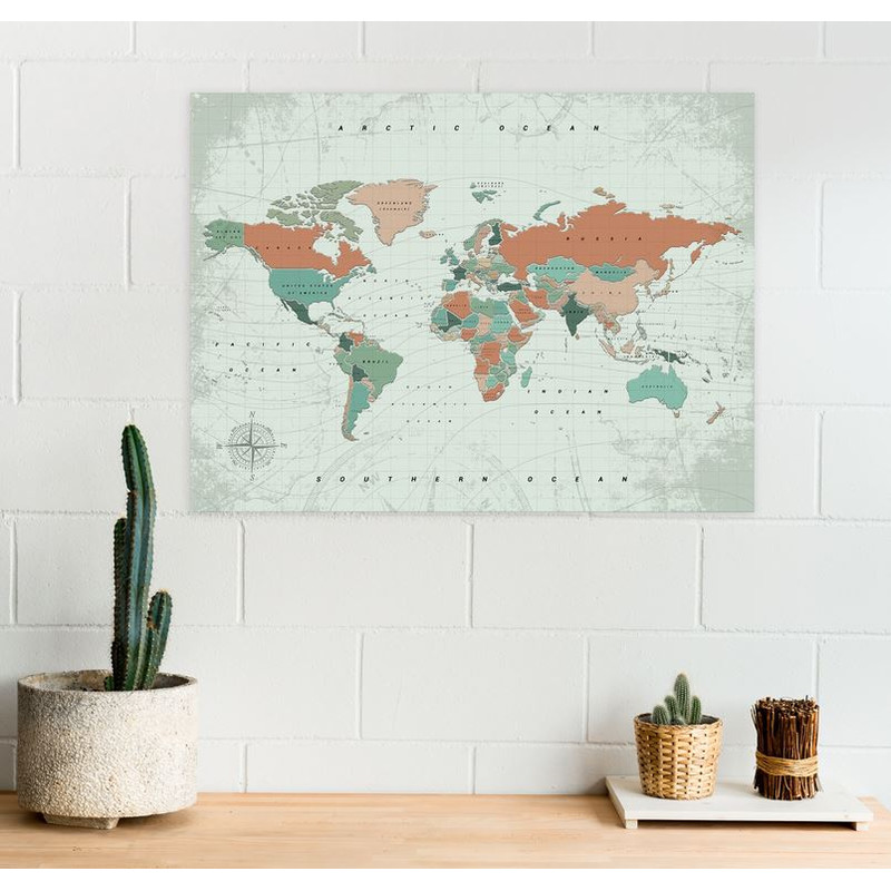 Miss Wood Mapa świata Woody Map Watercolour Terracotta XL
