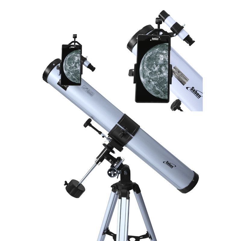 Seben Teleskop, refraktor 76-900 EQ2 + adapter do mocowania smartfona DKA5 + zestaw akcesoriów