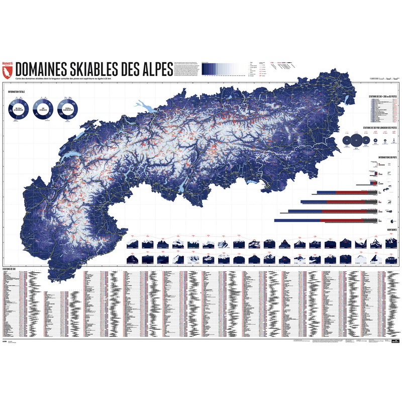 Marmota Maps Mapa regionalna Map of the Alps with 630 Ski Resorts (French)