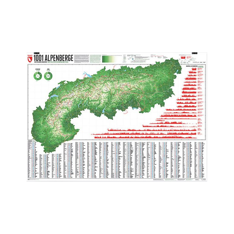 Marmota Maps Mapa regionalna Map of the Alps with 1001 Mountains and 20 Mountain trails