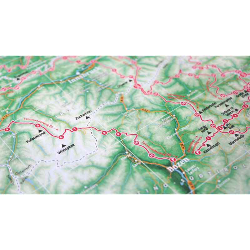 Marmota Maps Mapa regionalna Map of the Alps with 111 Mountains and 20 Mountain trails