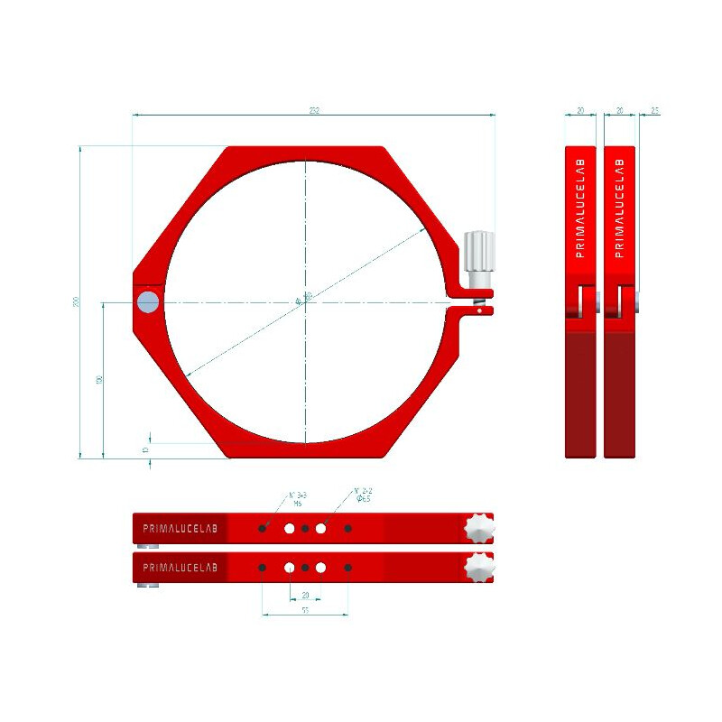 PrimaLuceLab Obejmy Rohrschellen PLUS 180mm