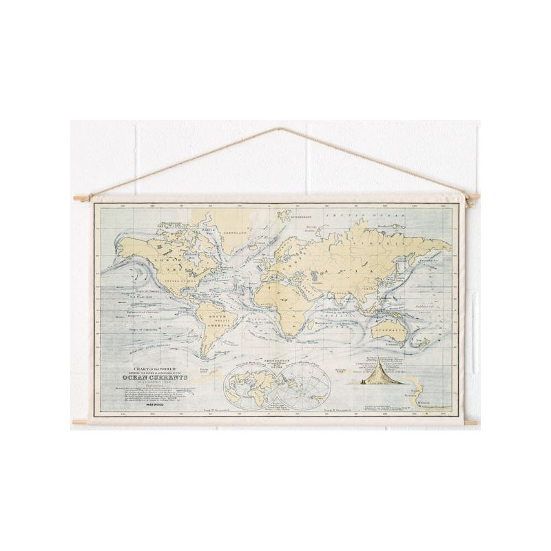 Miss Wood Mapa świata Woody Cotton Map Oceans