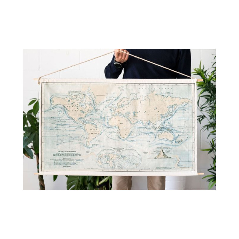 Miss Wood Mapa świata Woody Cotton Map Oceans