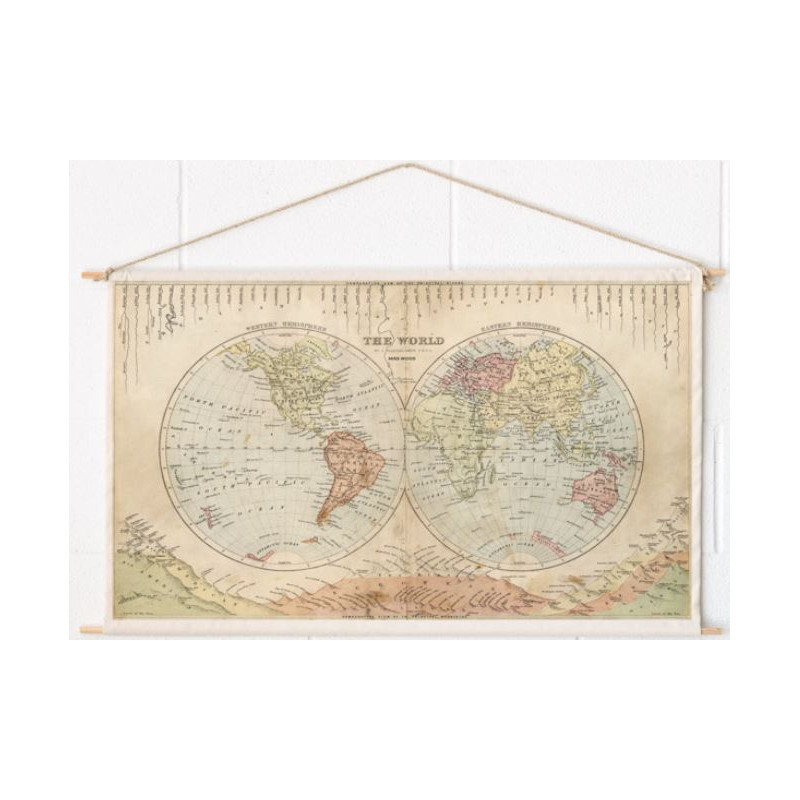 Miss Wood Mapa świata Woody Cotton Map Rivers and Mountains