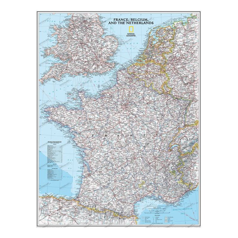 National Geographic Mapa Francja pinboard oprawiony w ramę (srebrny)