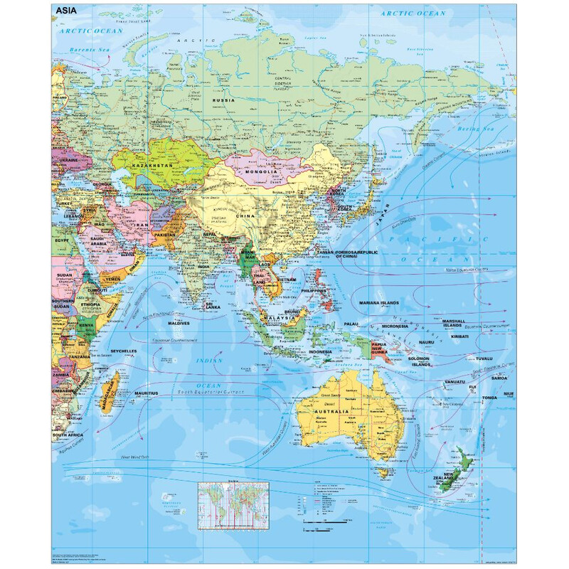 Stiefel Mapa kontynentalna Asia political (english)