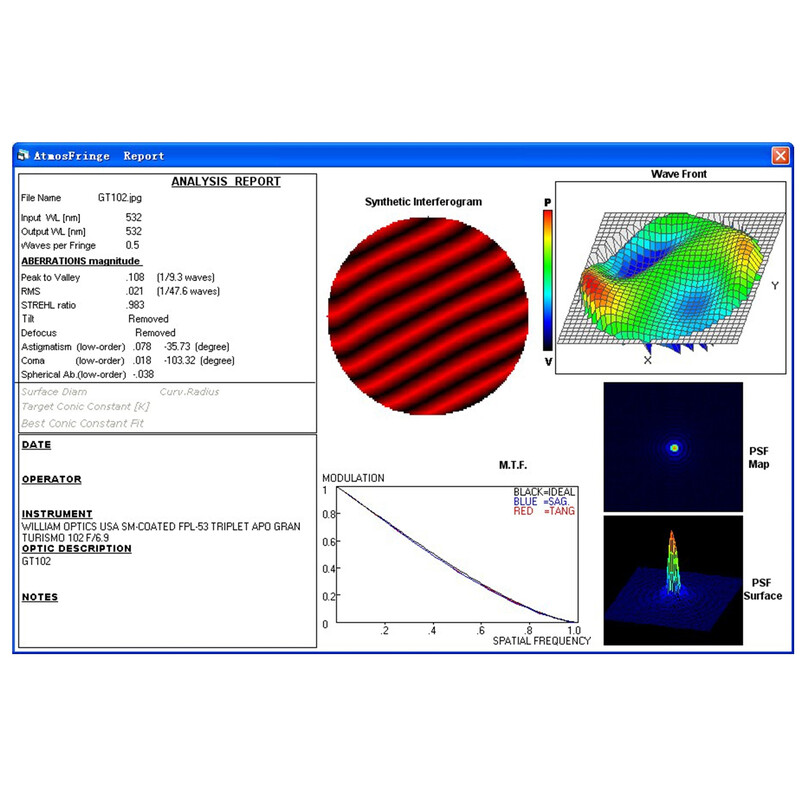 William Optics Refraktor apochromatyczny AP 102/703 Gran Turismo GT 102 OTA Set