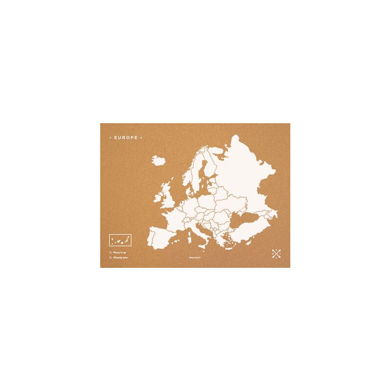 Miss Wood Mapa kontynentalna Woody Map Europa weiß 60x45cm