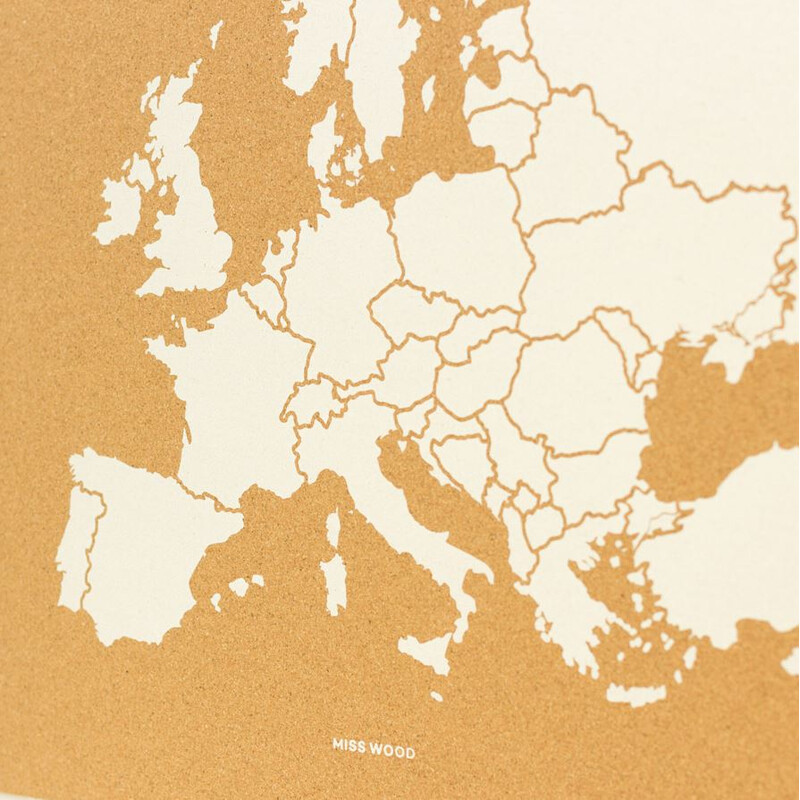 Miss Wood Mapa kontynentalna Woody Map Europa weiß 90x60cm