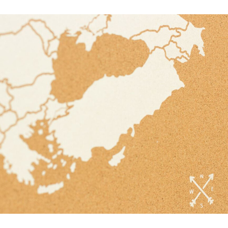 Miss Wood Mapa kontynentalna Woody Map Europa weiß 60x45cm