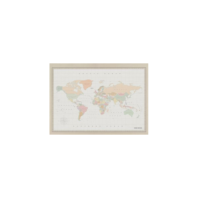 Miss Wood Mapa świata Woody Map Watercolor Colonial L