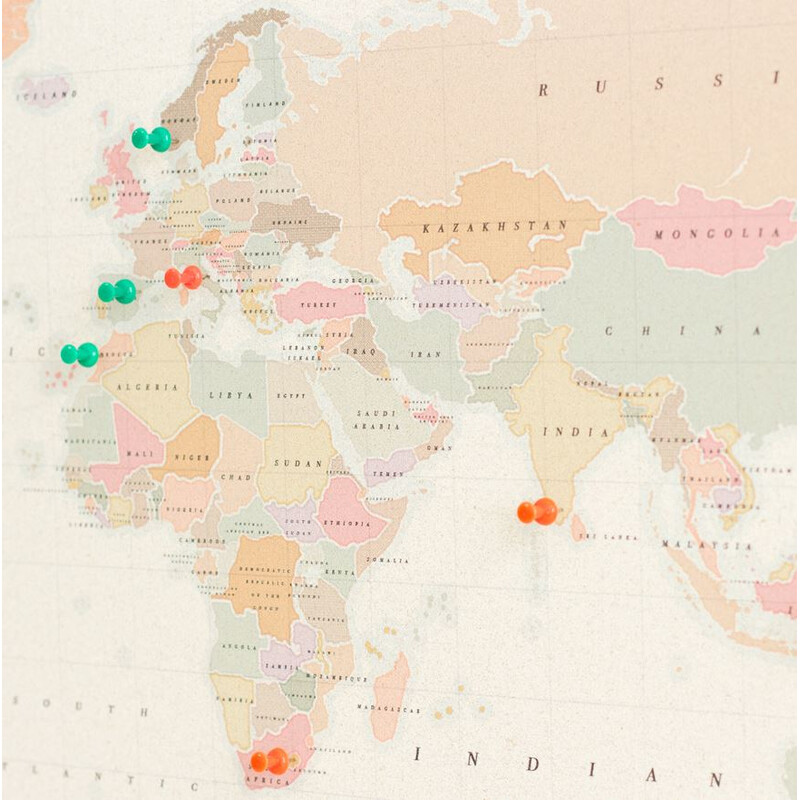 Miss Wood Mapa świata Woody Map Watercolor Colonial L