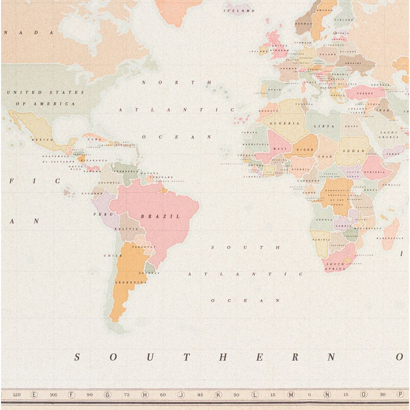 Miss Wood Mapa świata Woody Map Watercolor Colonial L