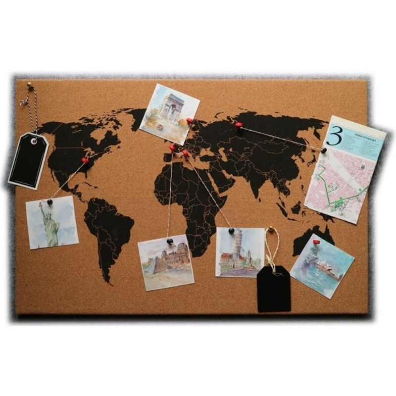 Idena Mapa świata World map on cork