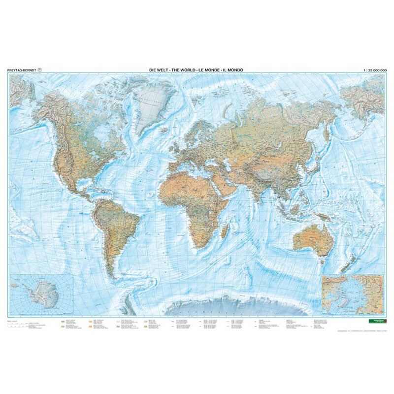 freytag & berndt Mapa świata fizyczne (118 x 82 cm)