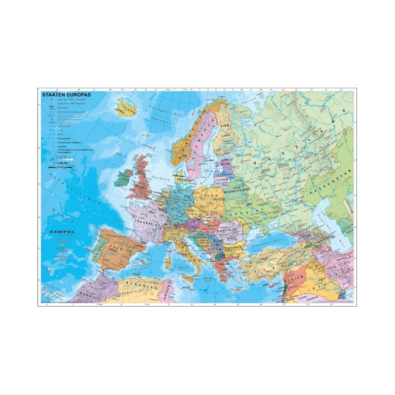 Stiefel Mapa kontynentalna Europa, polityczny