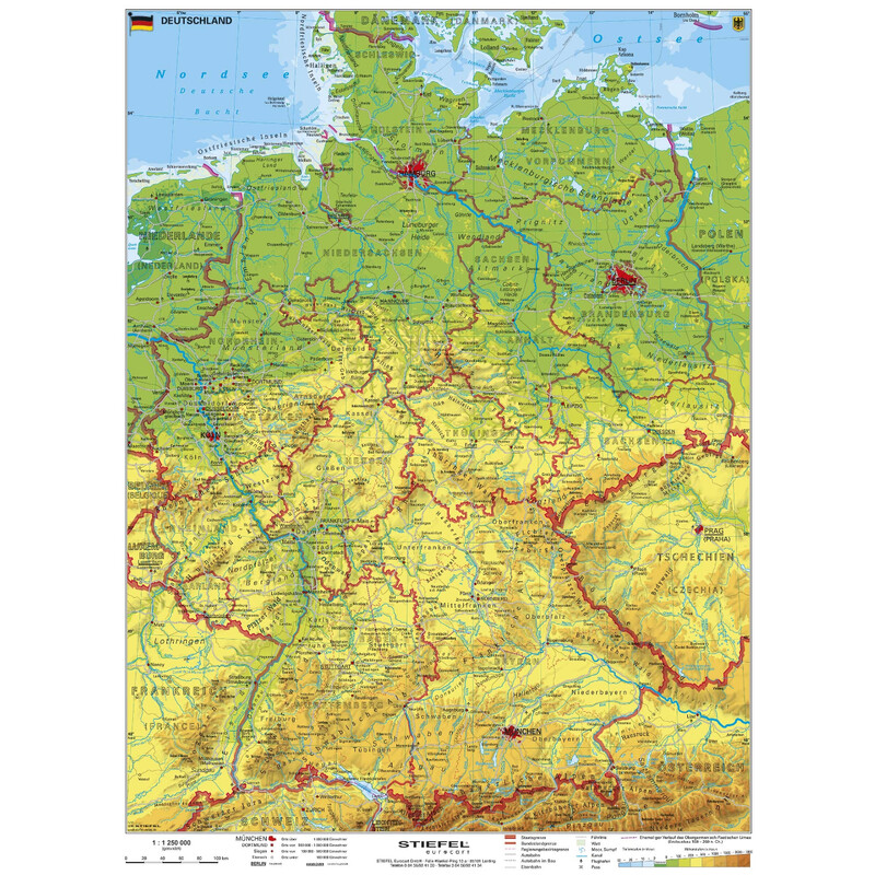 Stiefel Mapa Deutschland physisch (67 x 91 cm)