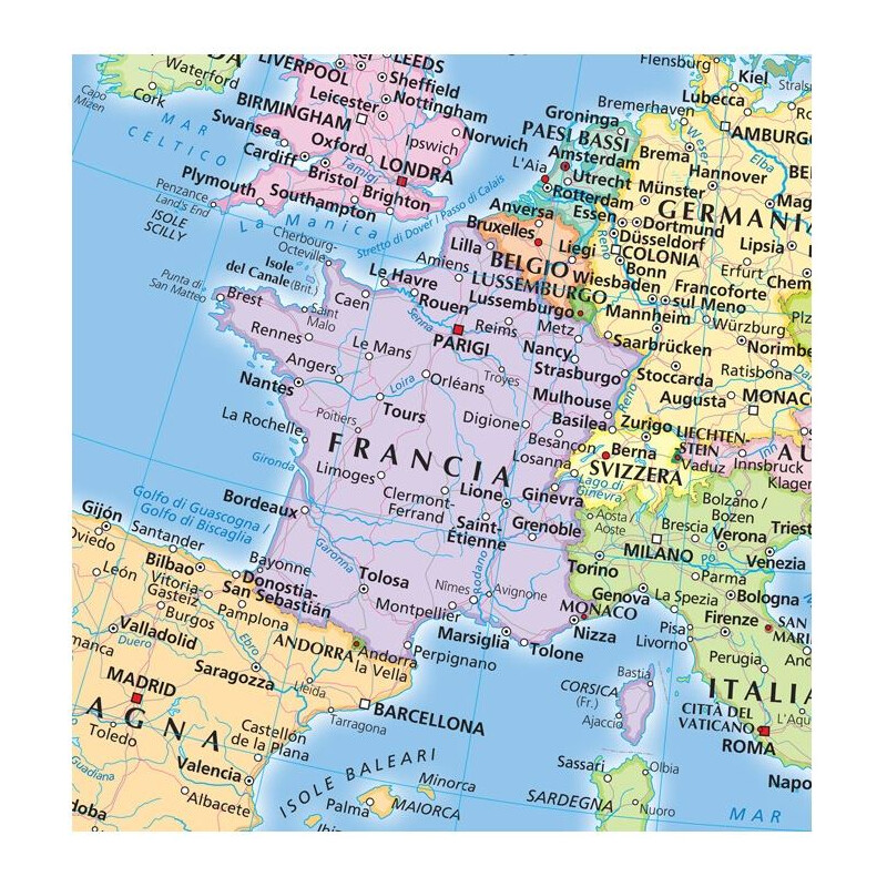 Libreria Geografica Mapa kontynentalna Europa fisica e politica