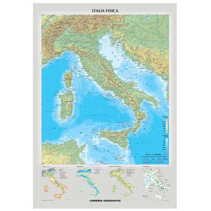 Libreria Geografica Mapa Italia fisica e politica